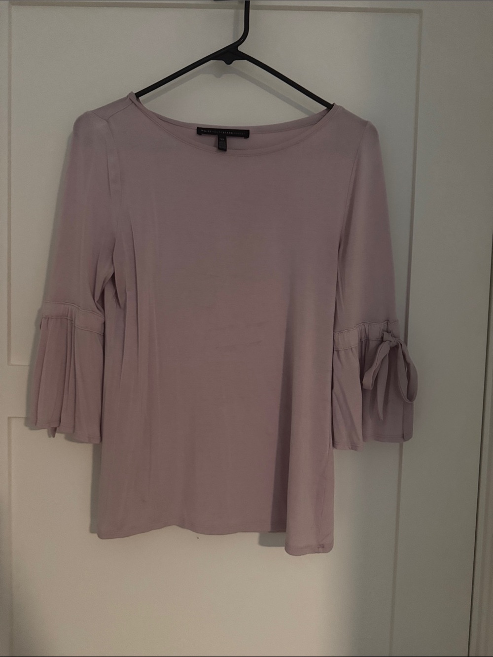 White House Black Market Lavender Bell Sleeve Tie Top
